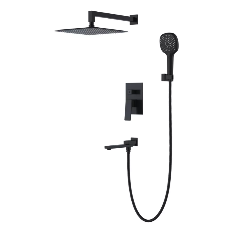 FAOP Вбудована душова система A7109-6, вилив - перемикач на лійку, 3-режими, чорний