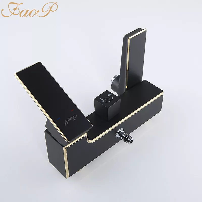 FAOP Душова система A2406-6, вилив - перемикач на лійку, 1-режим, чорний-золото