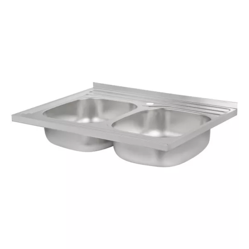 WEZER Кухонна мийка на дві чаші 7848(08) Satin 790x480x180 мм + сифон