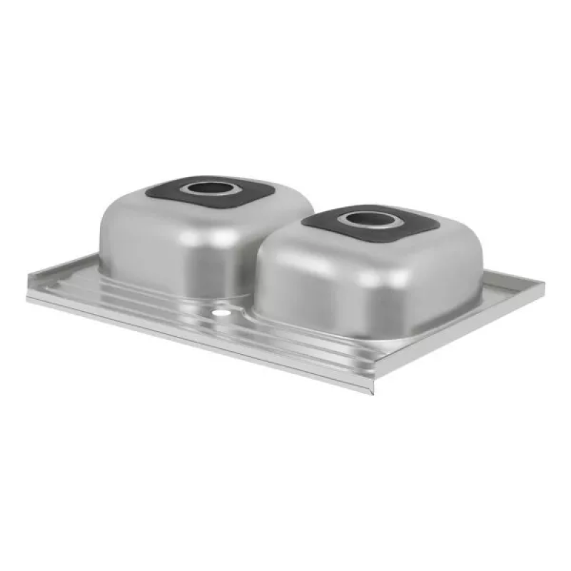 WEZER Кухонна мийка на дві чаші 7848(08) Satin 790x480x180 мм + сифон