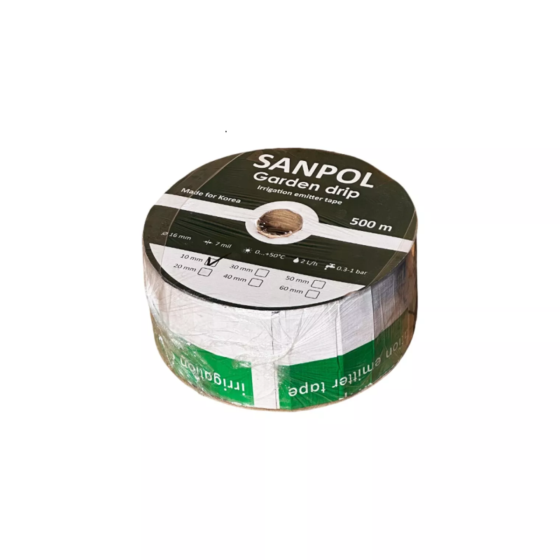 SANPOL Стрічка емітерна для крапельного поливу , 7 mil, 15см (бухта 500 м)