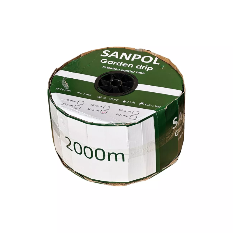 SANPOL Стрічка емітерна для крапельного поливу , 7 mil, 20см (бухта 2000 м)