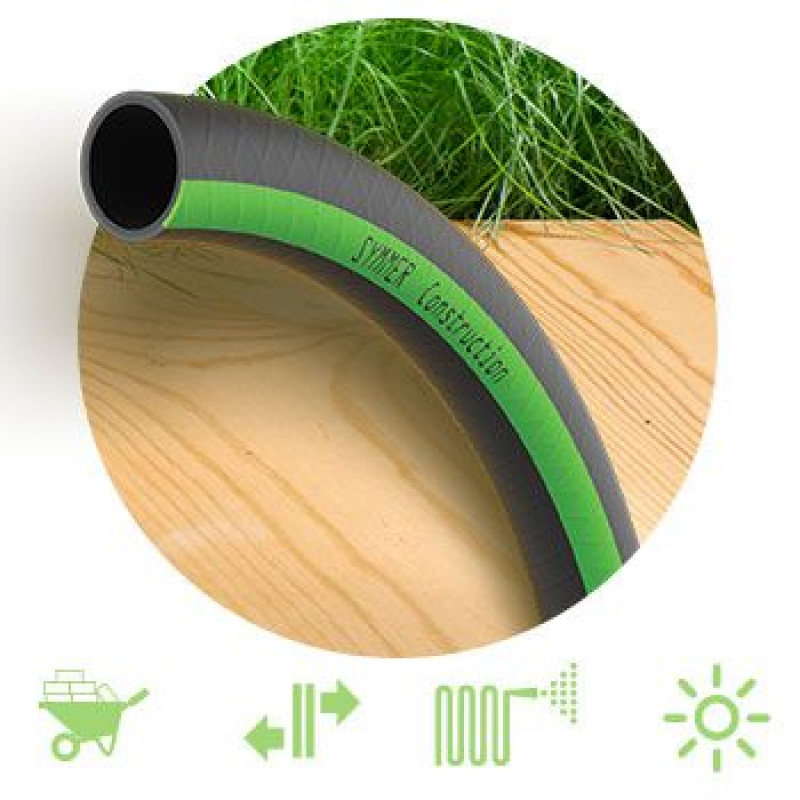 SYMMER Шланг CONSTRUCTION Ø 1/2" 20м, 4х сл. (черный с зеленой полосой) (кратно 20м) (SGH-С-12520-20)