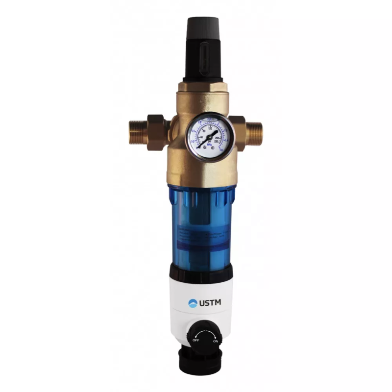 USTM Фільтр із редуктором тиску AQWELL WF34 універсальне з'єднання 3/4"-1"