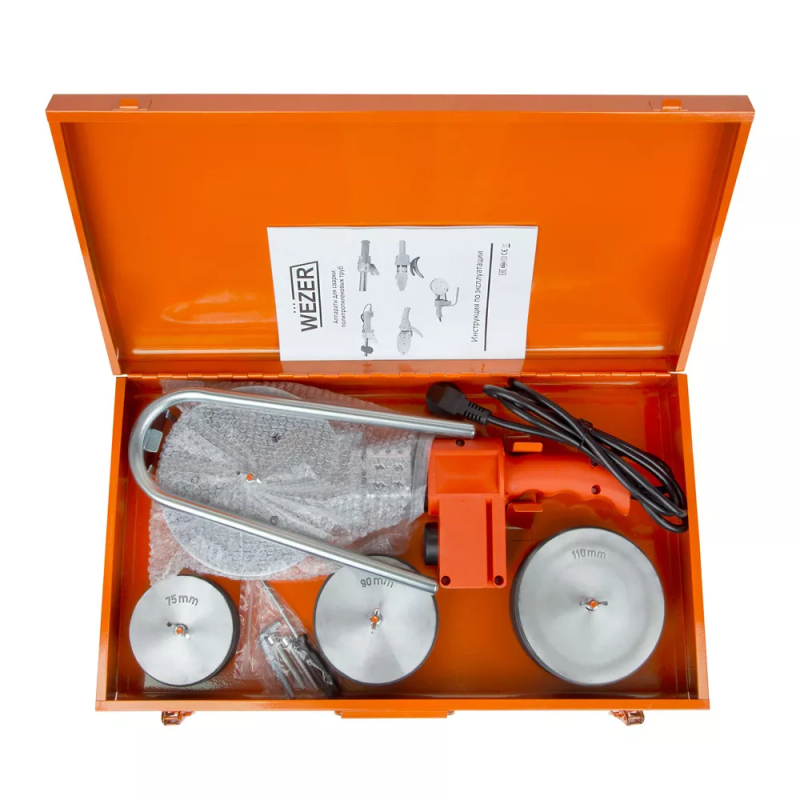 WEZER Зварювальний комплект для паяння ППР труб CF-110-3, 1200Вт, насадки Ø75...110