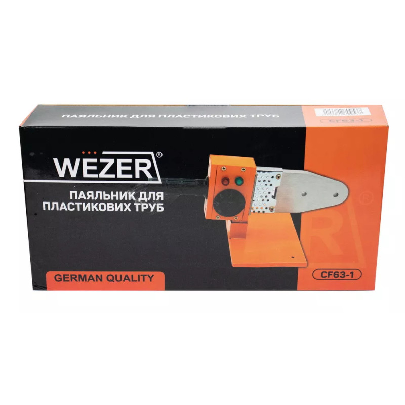 WEZER Зварювальний комплект для паяння труб CF-63-1, 800Вт, насадки парні Ø20...63