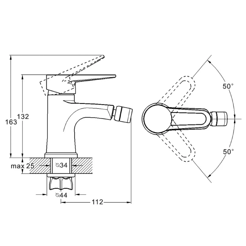 WEZER Змішувач для біде PUD2-045, хром