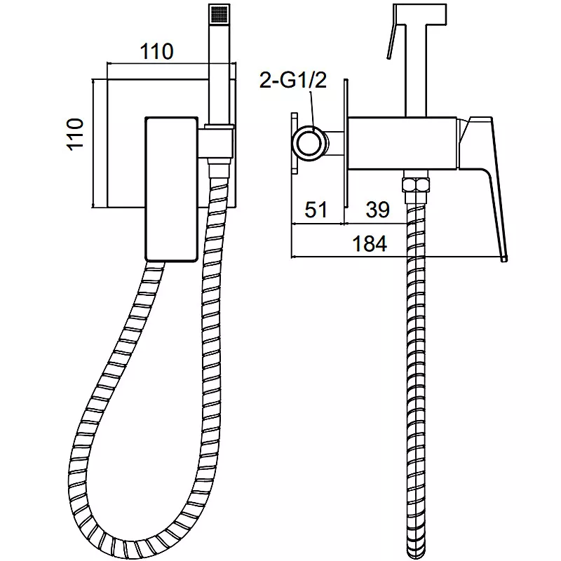 FAOP Вбудований гігієнічний душ A7209, хром