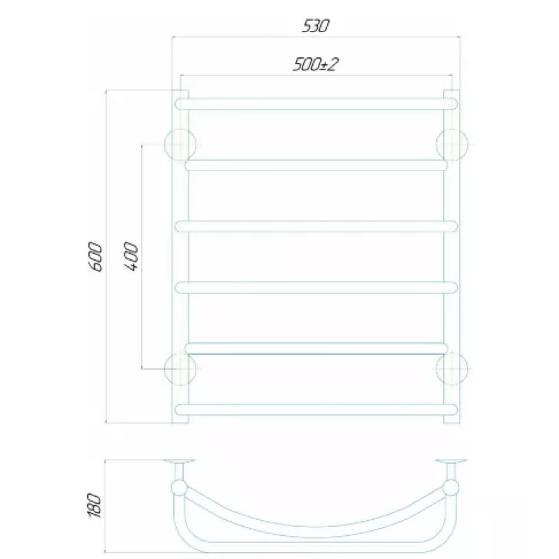 Deffi Рушникосушарка електрична Аквамікс 500x600 правий, 60 Вт, білий