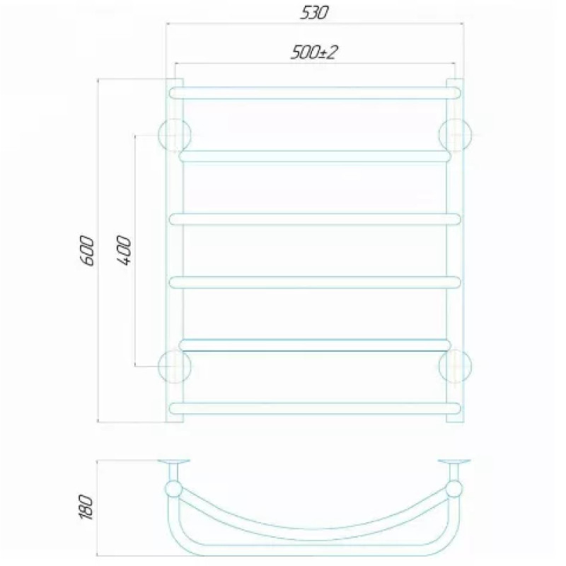 Deffi Рушникосушарка електрична Аквамікс 500x600 лівий, 60 Вт, чорний