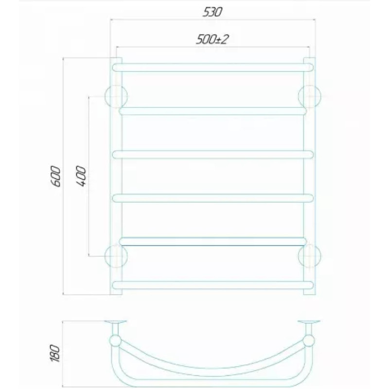 Deffi Рушникосушарка електрична Аквамікс 500x600 правий, 60 Вт