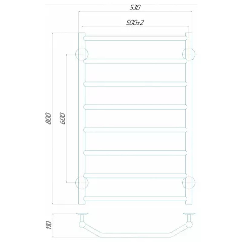 Deffi Рушникосушарка електрична Трапеція 500x800 правий, 80 Вт, білий