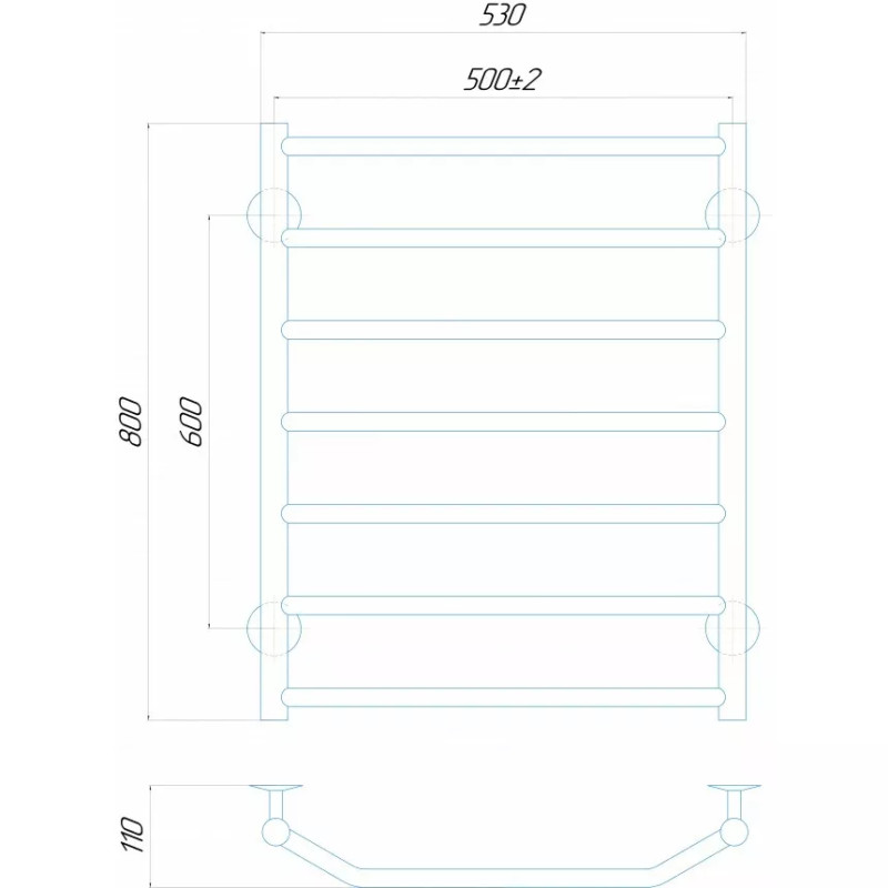 Deffi Рушникосушарка електрична Трапеція 500x800 лівий, 80 Вт, чорний