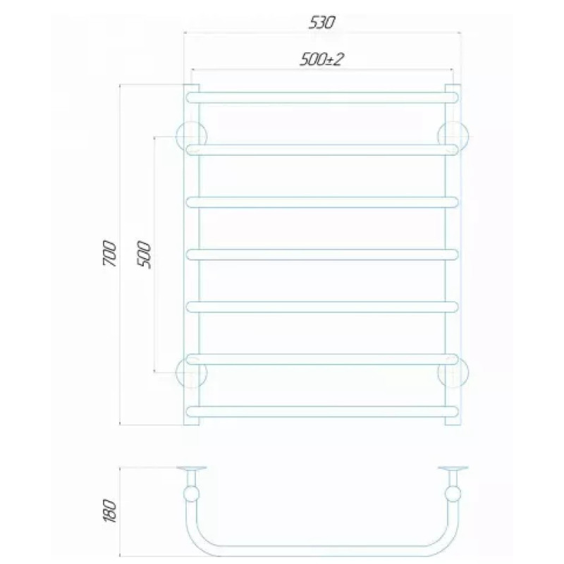 Deffi Рушникосушарка електрична Стандарт 500x700 правий, 100 Вт, чорний