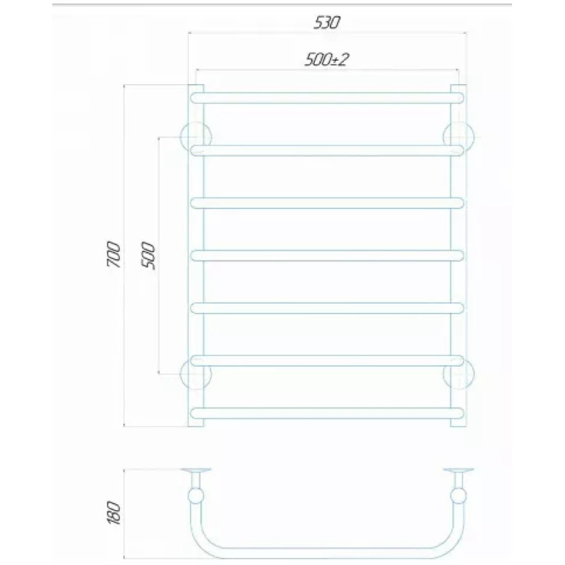 Deffi Рушникосушарка електрична Стандарт 500x700 правий, 100 Вт, білий