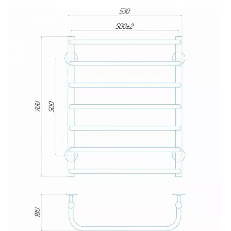 Deffi Рушникосушарка електрична Стандарт 500x700 лівий, 100 Вт