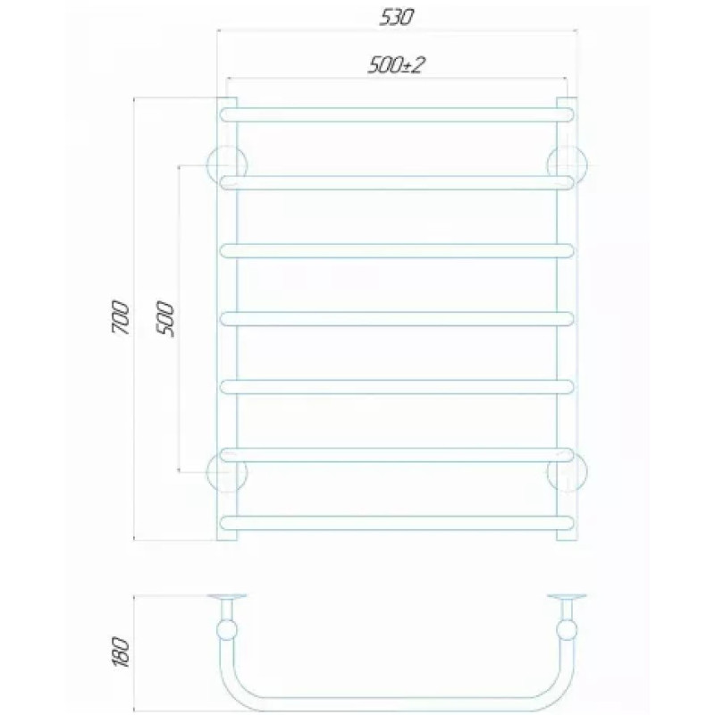 Deffi Рушникосушарка електрична Стандарт 500x700 лівий, 100 Вт, білий
