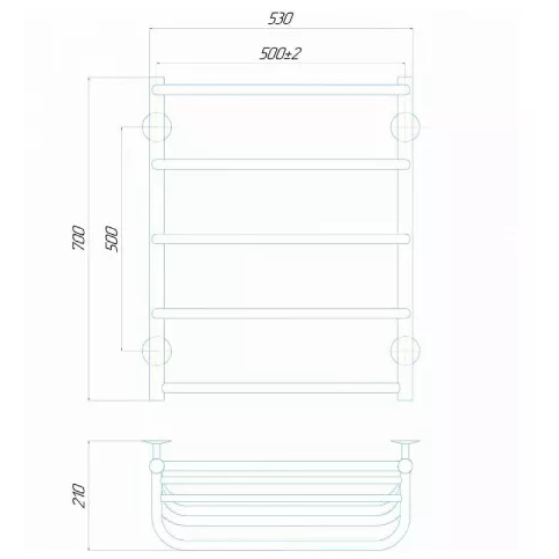 Deffi Рушникосушарка електрична Стандарт з полицею 500x700 правий, 100 Вт, білий