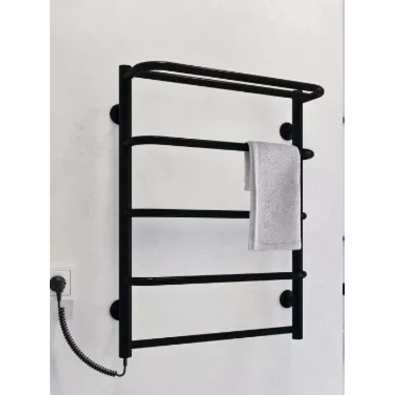 Deffi Рушникосушарка електрична Стандарт з полицею 500x700 лівий, 100 Вт, чорний