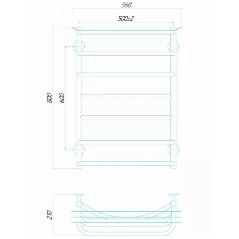 Deffi Рушникосушарка електрична Юність 500x800 правий, 130 Вт, хром