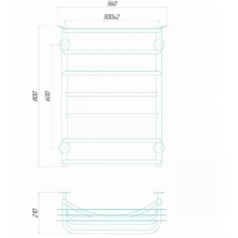 Deffi Рушникосушарка електрична Юність 500x800 лівий, 118 Вт, хром