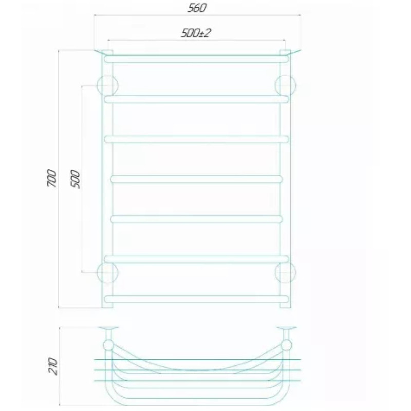 Deffi Рушникосушарка електрична Юність 500x700 правий, 120 Вт, хром