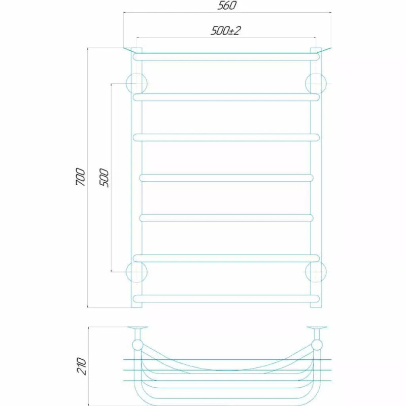 Deffi Рушникосушарка електрична Юність 500x700 лівий, 120 Вт, хром