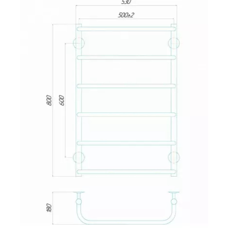Deffi Рушникосушарка електрична Стандарт 500x800 лівий, 110 Вт, хром