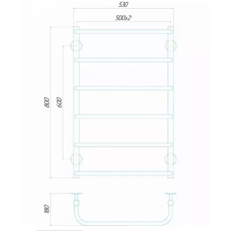Deffi Рушникосушарка електрична Стандарт 500x800 правий, 110 Вт, хром