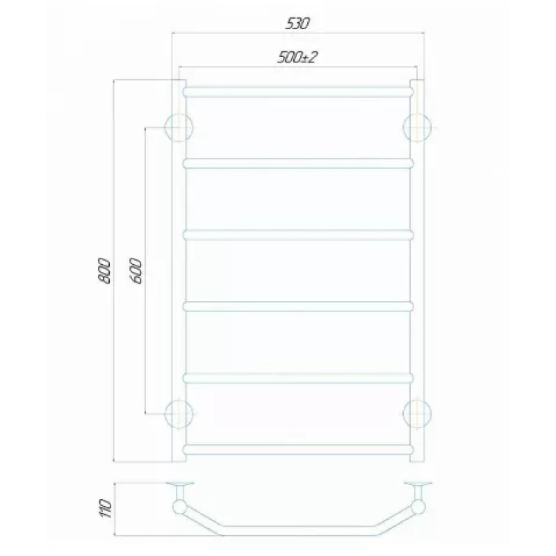 Deffi Рушникосушарка електрична Трапеція 500x800 правий, 120 Вт, хром