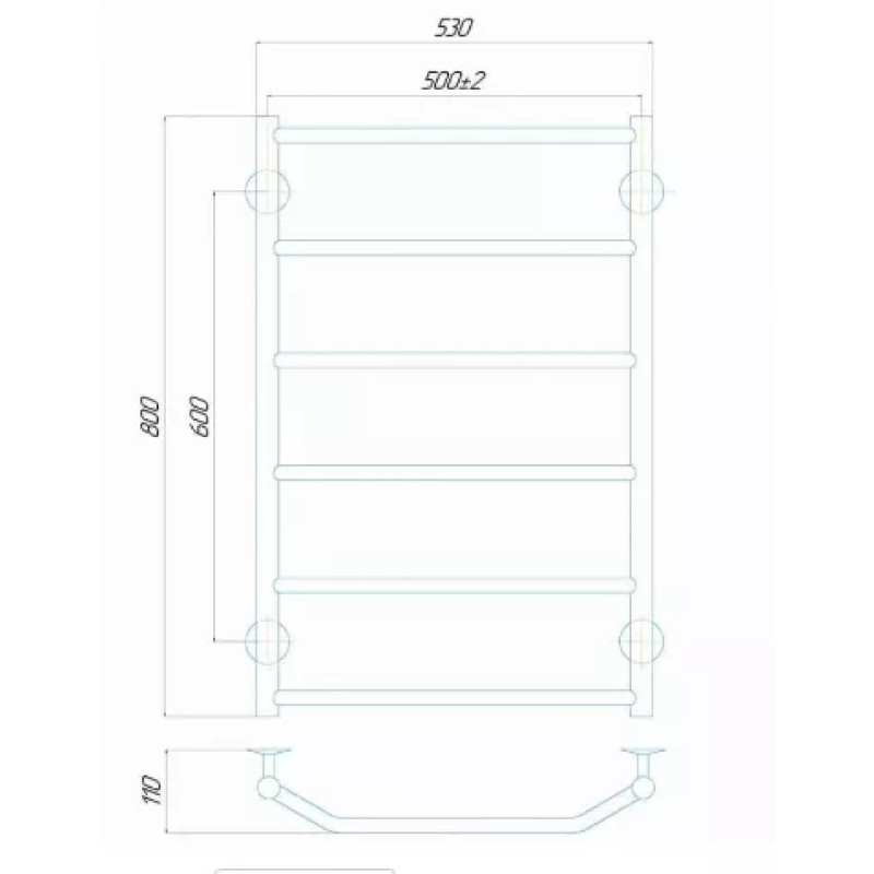 Deffi Рушникосушарка електрична Трапеція 500x800 лівий, 120 Вт, хром