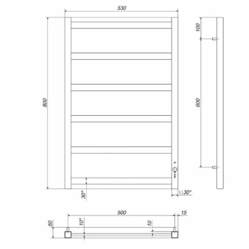 Deffi Рушникосушарка електрична Avast 500x800 правий, 140 Вт, білий
