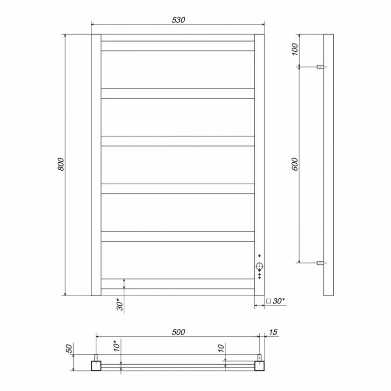 Deffi Рушникосушарка електрична Avast 500x800 правий, 140 Вт, білий
