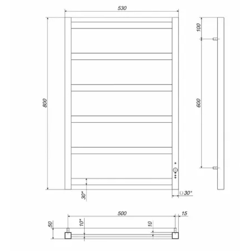 Deffi Рушникосушарка електрична Avast 500x800 лівий, 140 Вт
