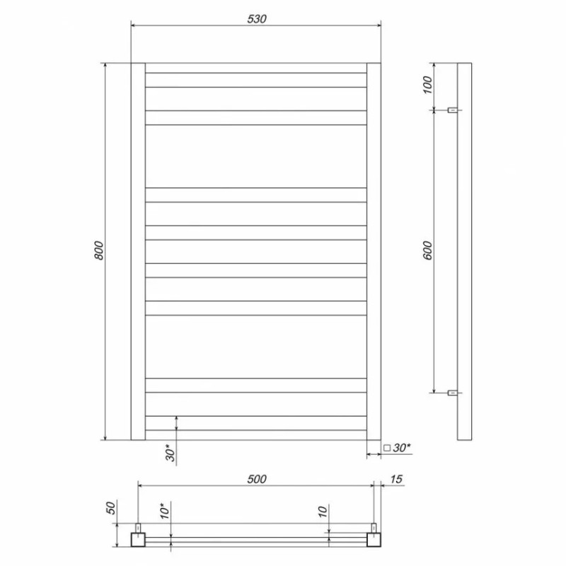 Deffi Рушникосушарка електрична Avast 500x800 лівий, 140 Вт