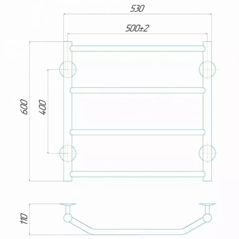 Deffi Рушникосушарка електрична Трапеція 500x600 лівий, 95 Вт, хром