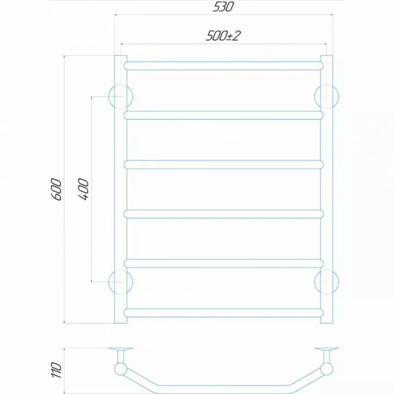 Deffi Рушникосушарка електрична Трапеція 500x600 правий, 60 Вт, білий