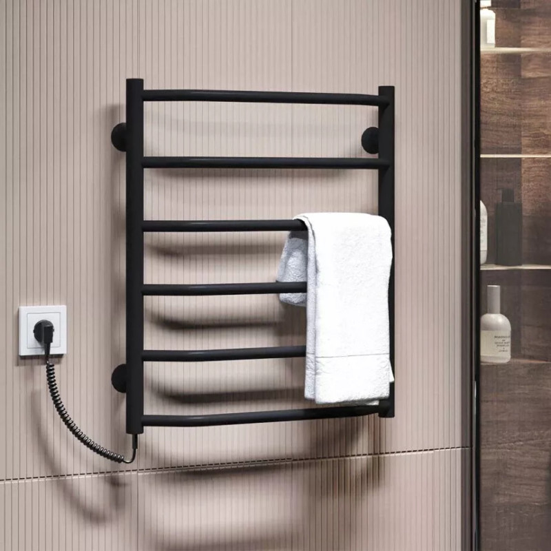 Deffi Рушникосушарка електрична Трапеція 500x600 лівий, 60 Вт, чорний