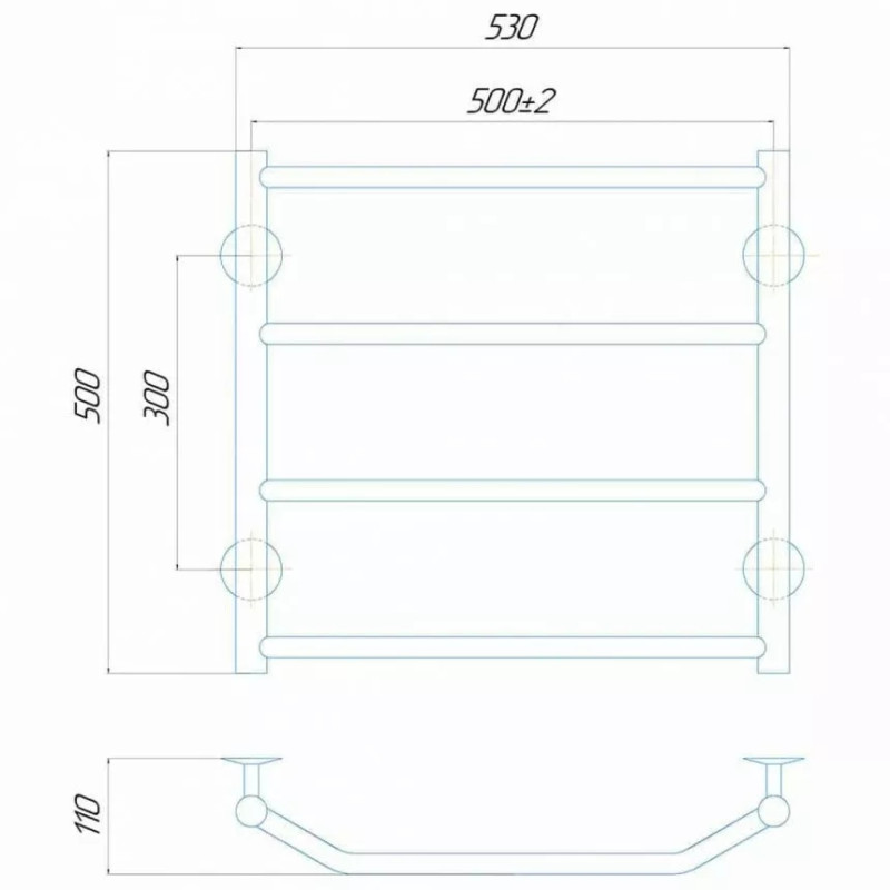 Deffi Рушникосушарка електрична Трапеція 500x500 лівий, 100 Вт, хром