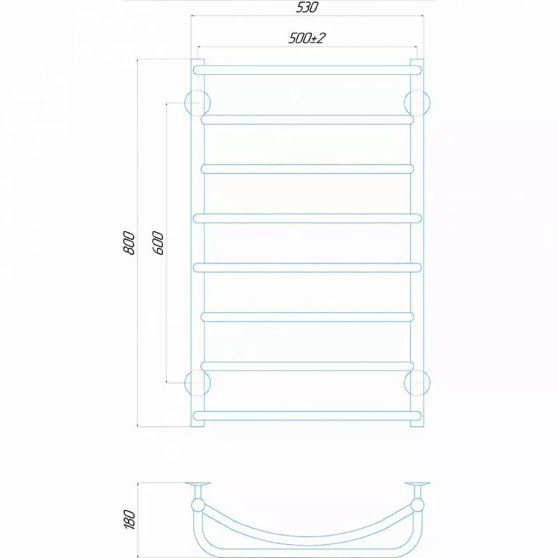Deffi Рушникосушарка електрична Аквамікс 500x800 лівий, 60 Вт, білий