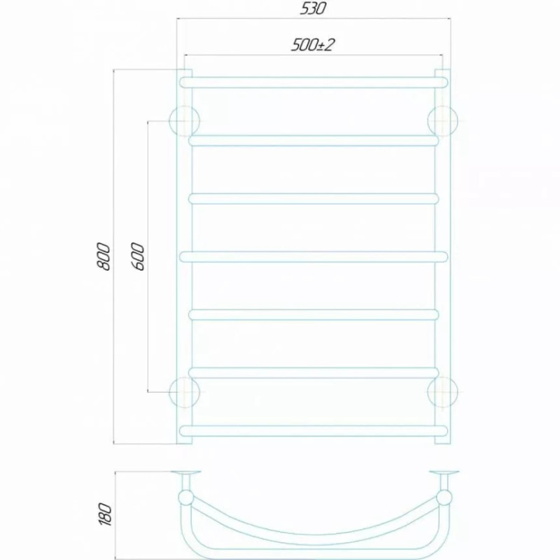 Deffi Рушникосушарка електрична Аквамікс 500x800 лівий, 60 Вт, білий