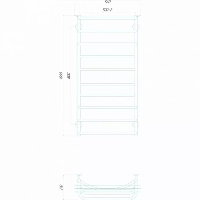 Deffi Рушникосушарка електрична Юність 500x1000 правий, 130 Вт, хром