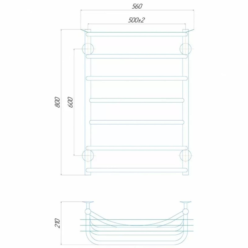 Deffi Рушникосушарка електрична Юність 500x800 правий, 118 Вт, хром