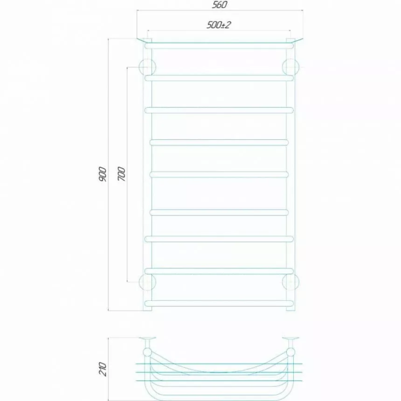 Deffi Рушникосушарка водяна Юність 500х900 мм