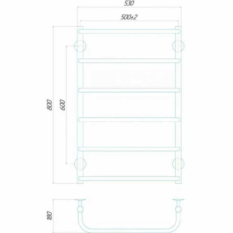 Deffi Рушникосушарка водяна Стандарт 500х800 мм