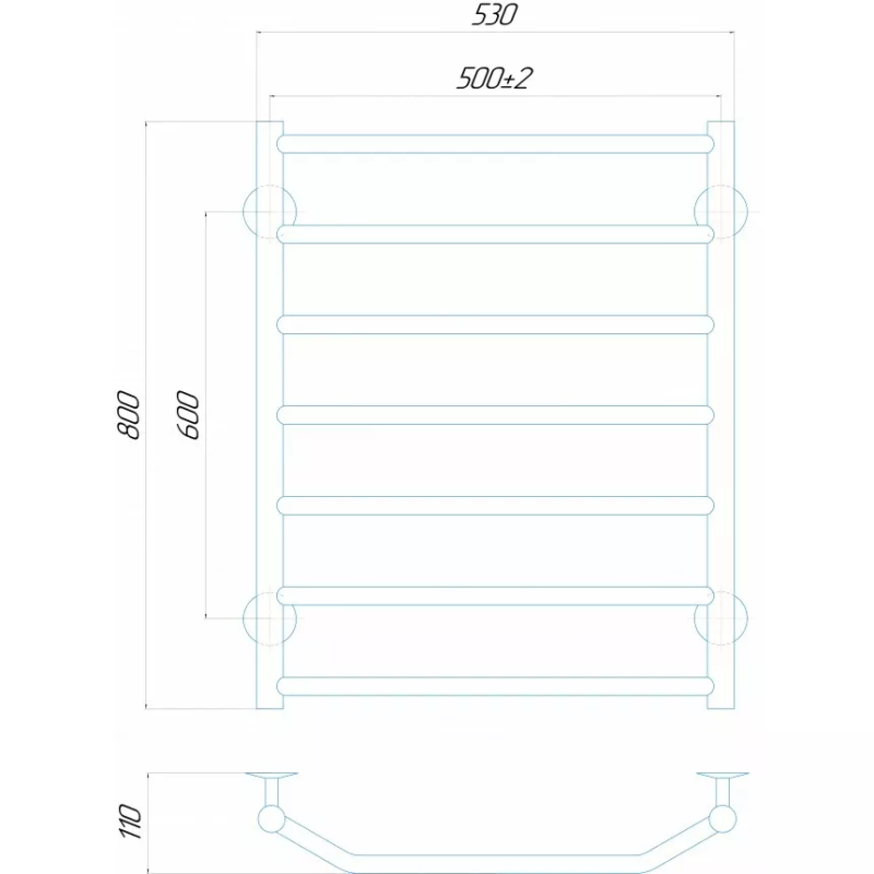 Deffi Рушникосушарка водяна Трапеція 500х800 мм