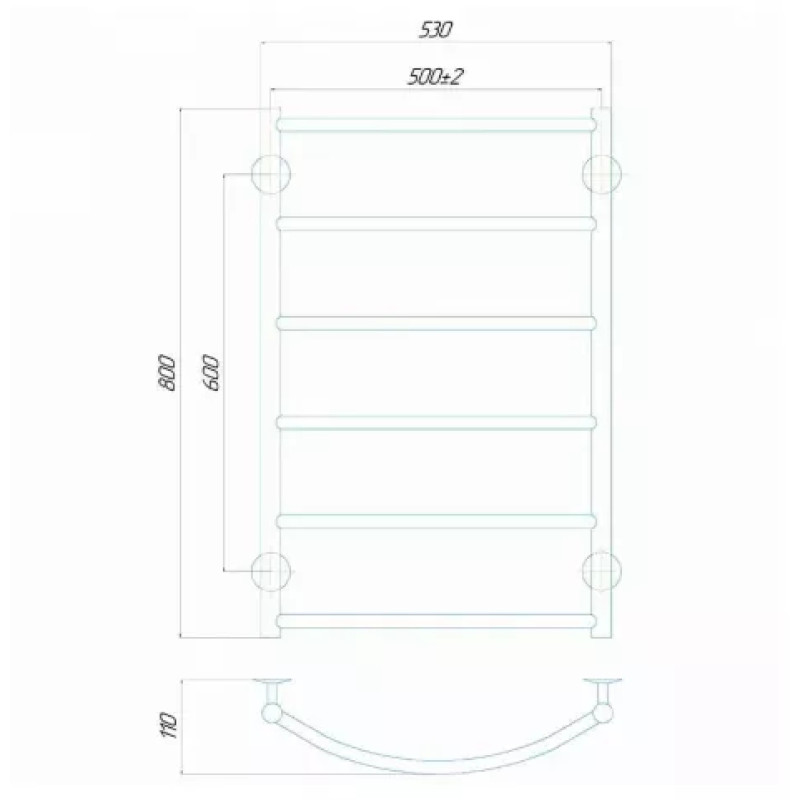 Deffi Рушникосушарка водяна Класик 500x800 мм