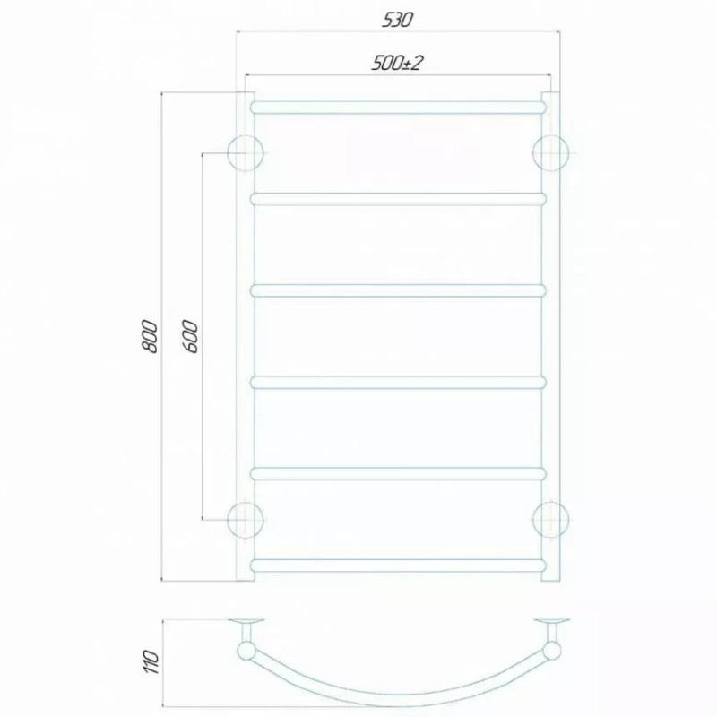 Deffi Рушникосушарка водяна Класик 500x800 мм