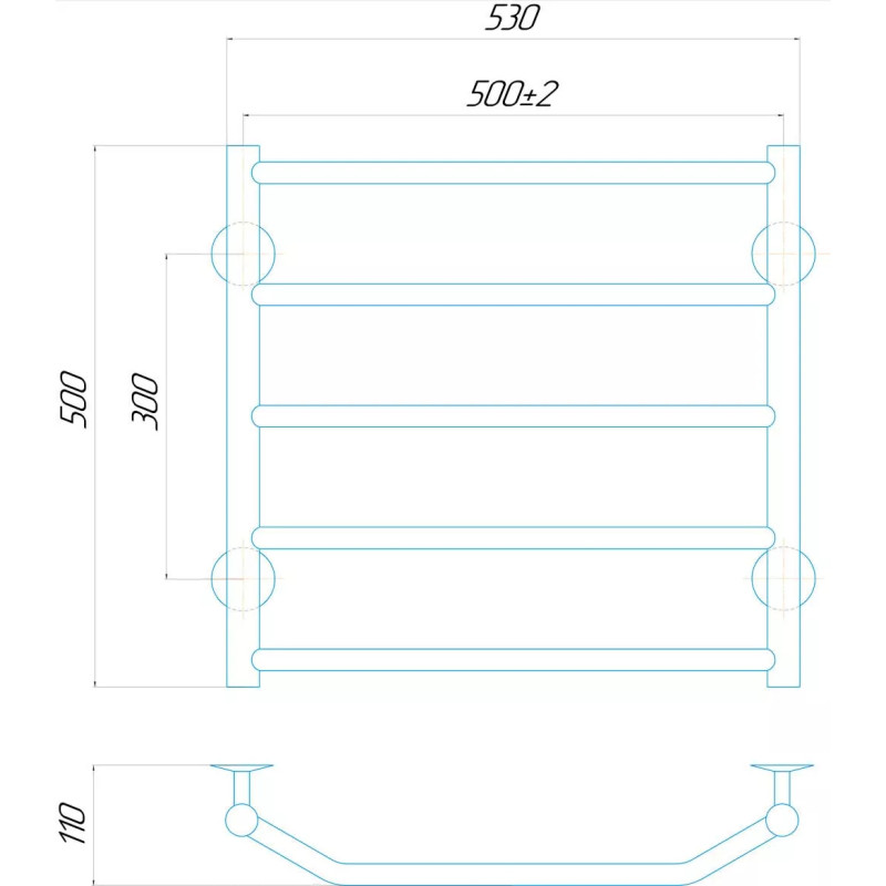 Deffi Рушникосушарка водяна Трапеція 500х500 мм