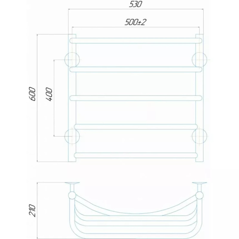 Deffi Рушникосушарка водяна Каскад 500х600 мм